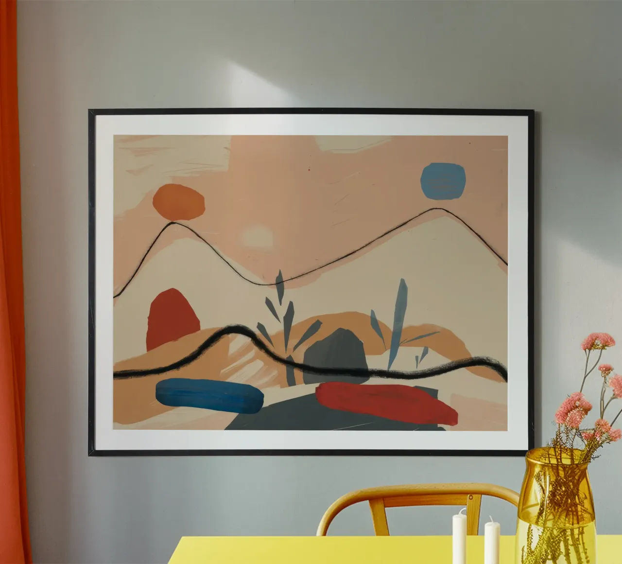Serenità di montagna poster con telaio in plastica da Crimson Whisper