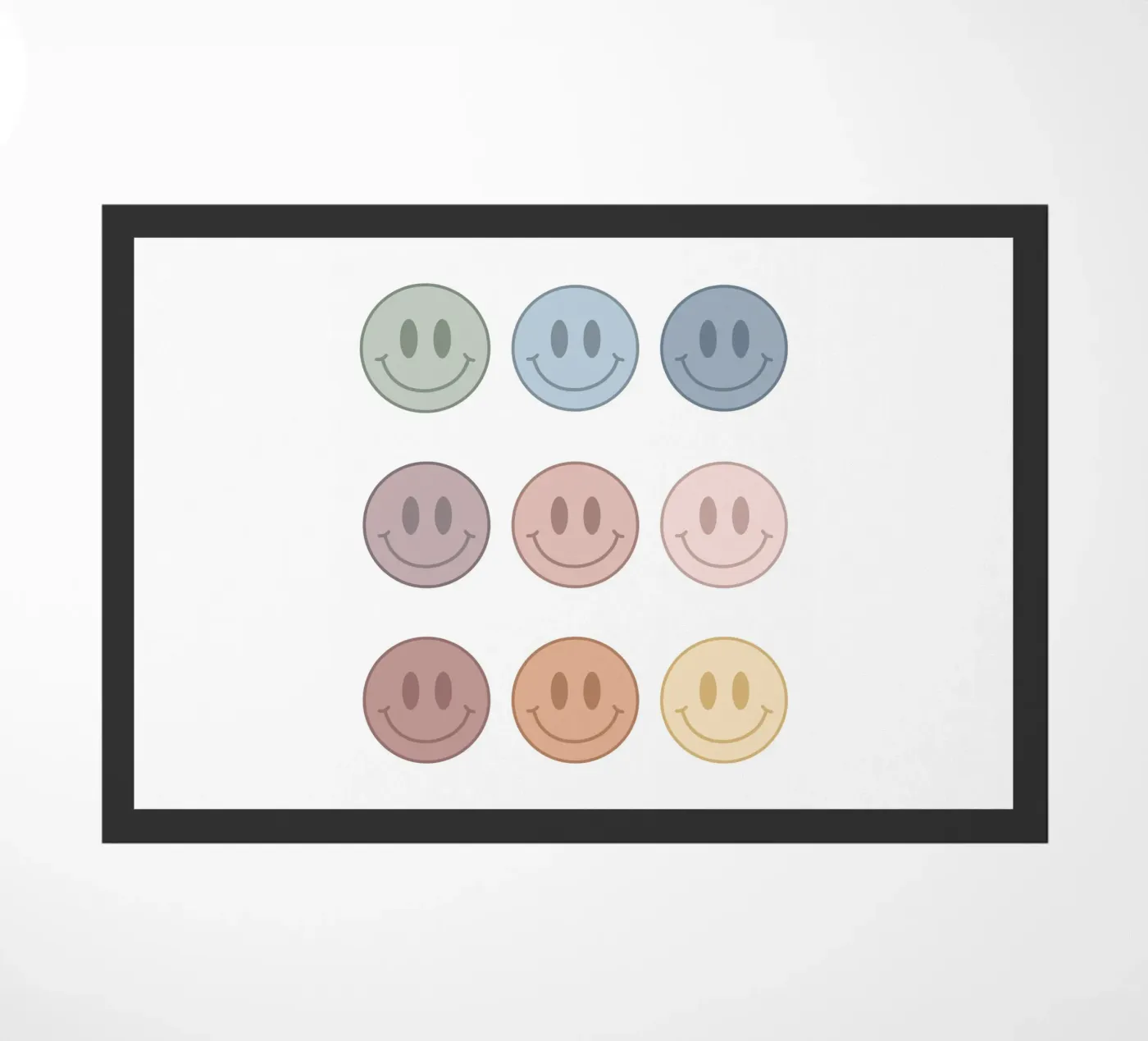 Groovy Smiley Faces doormat by Paigaam Studio