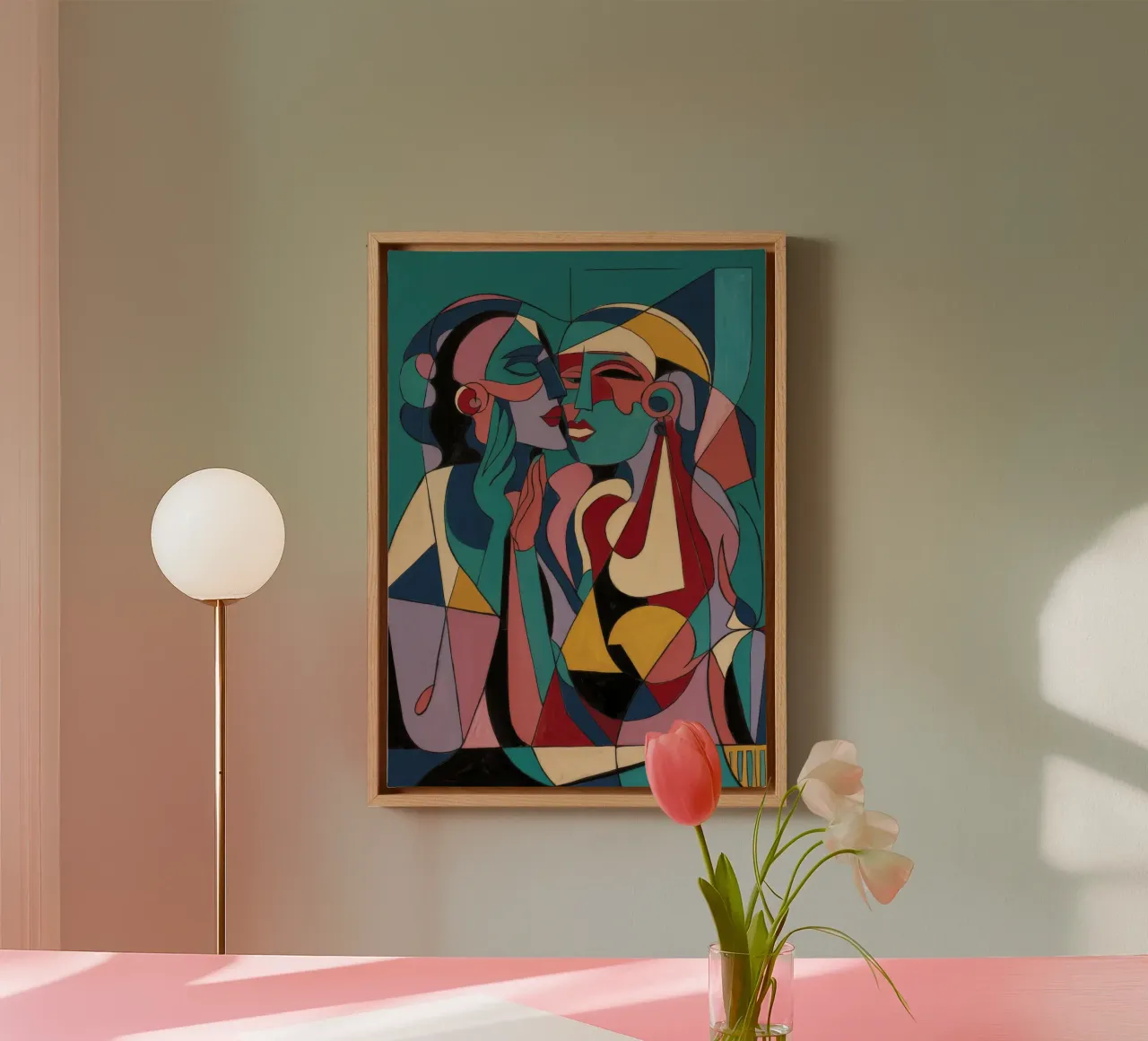 Vreugdevolle reünie canvas met Baklijst van Crimson Whisper