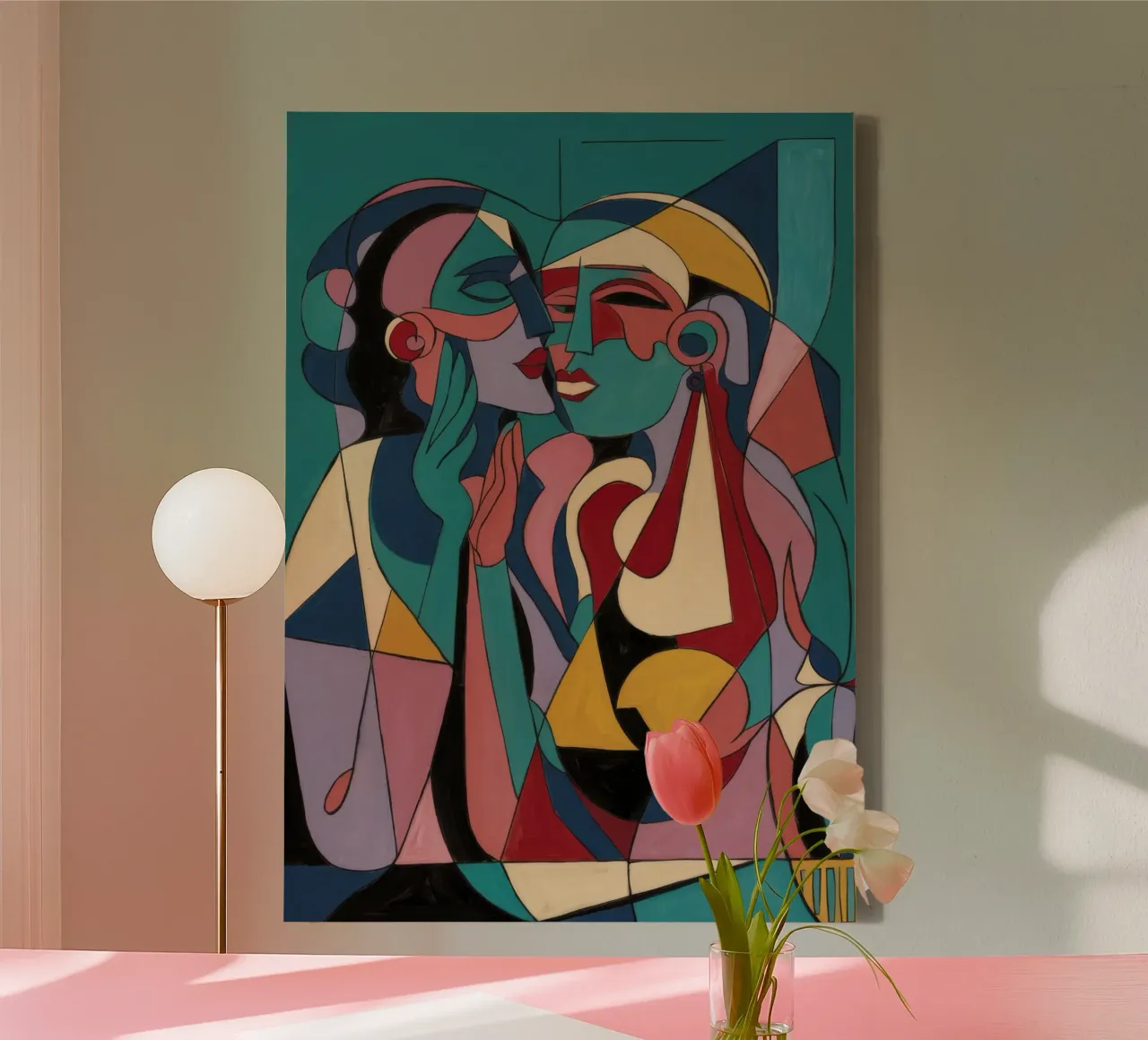 Vreugdevolle reünie canvas met Baklijst van Crimson Whisper