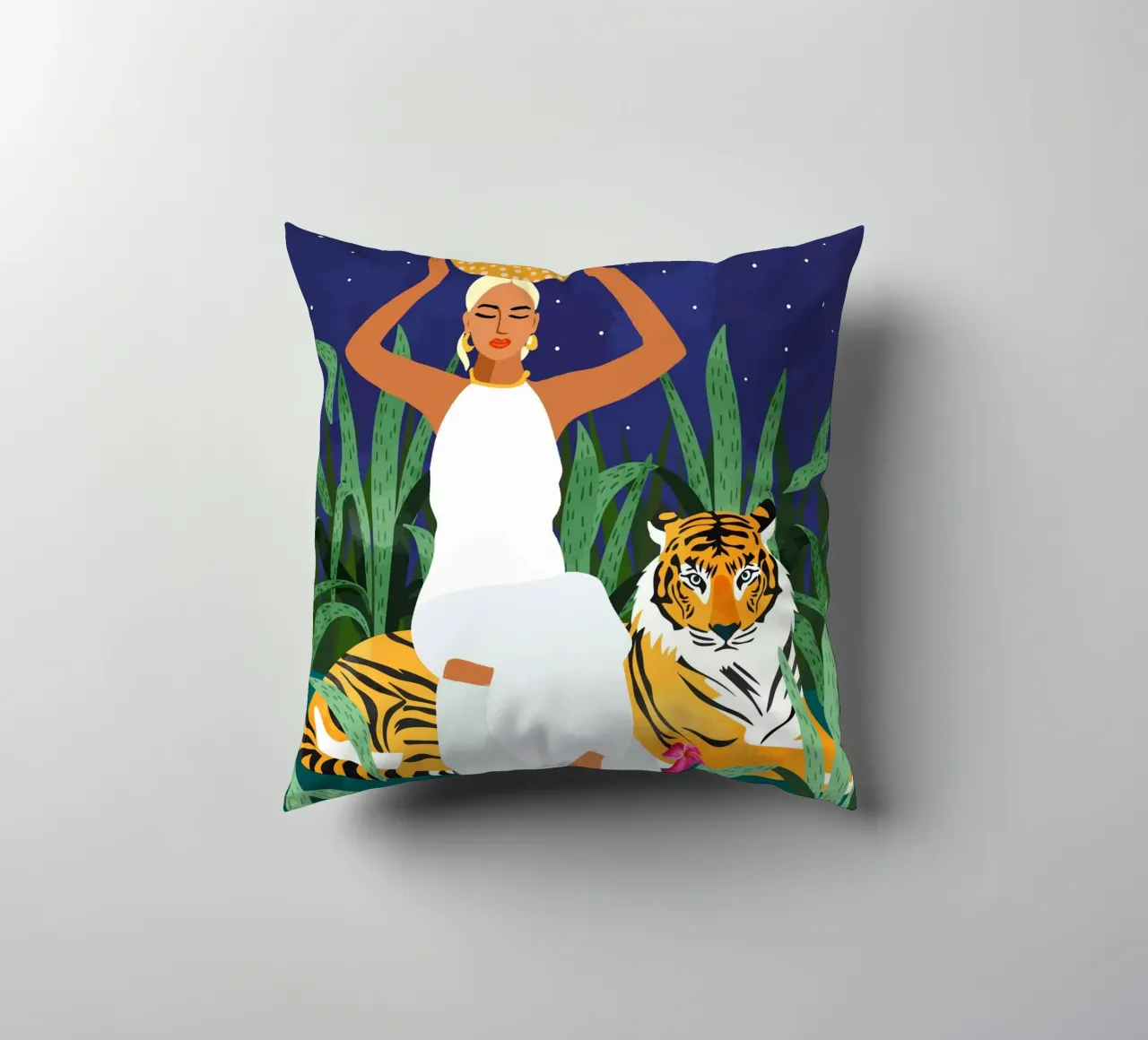 Not where I intended to go, but Even Better โ Midnight Tiger decorative cushion by 83oranges