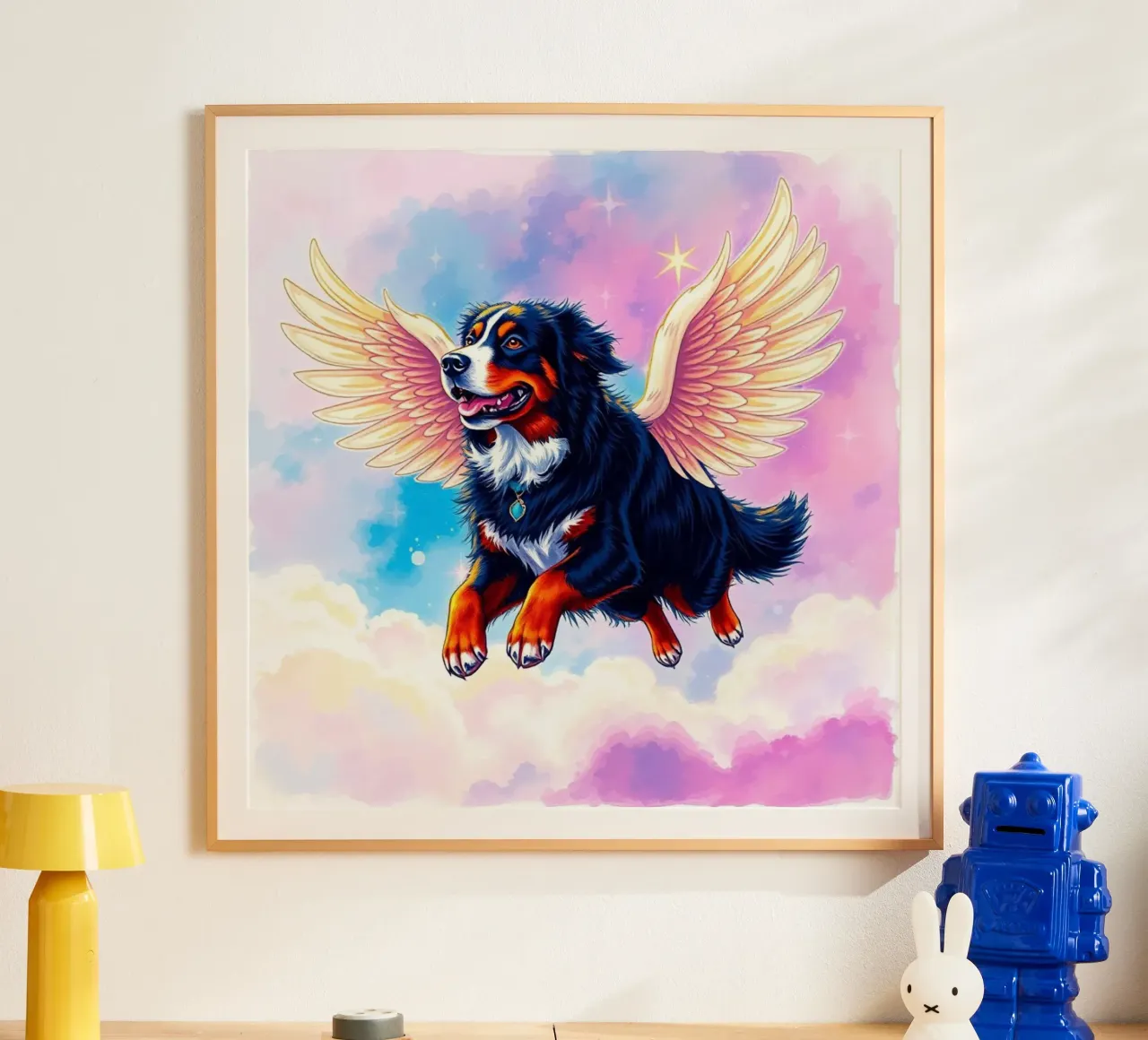 Un angelo del cielo #31 poster con telaio in legno da Yumis.Beargang.and.Me