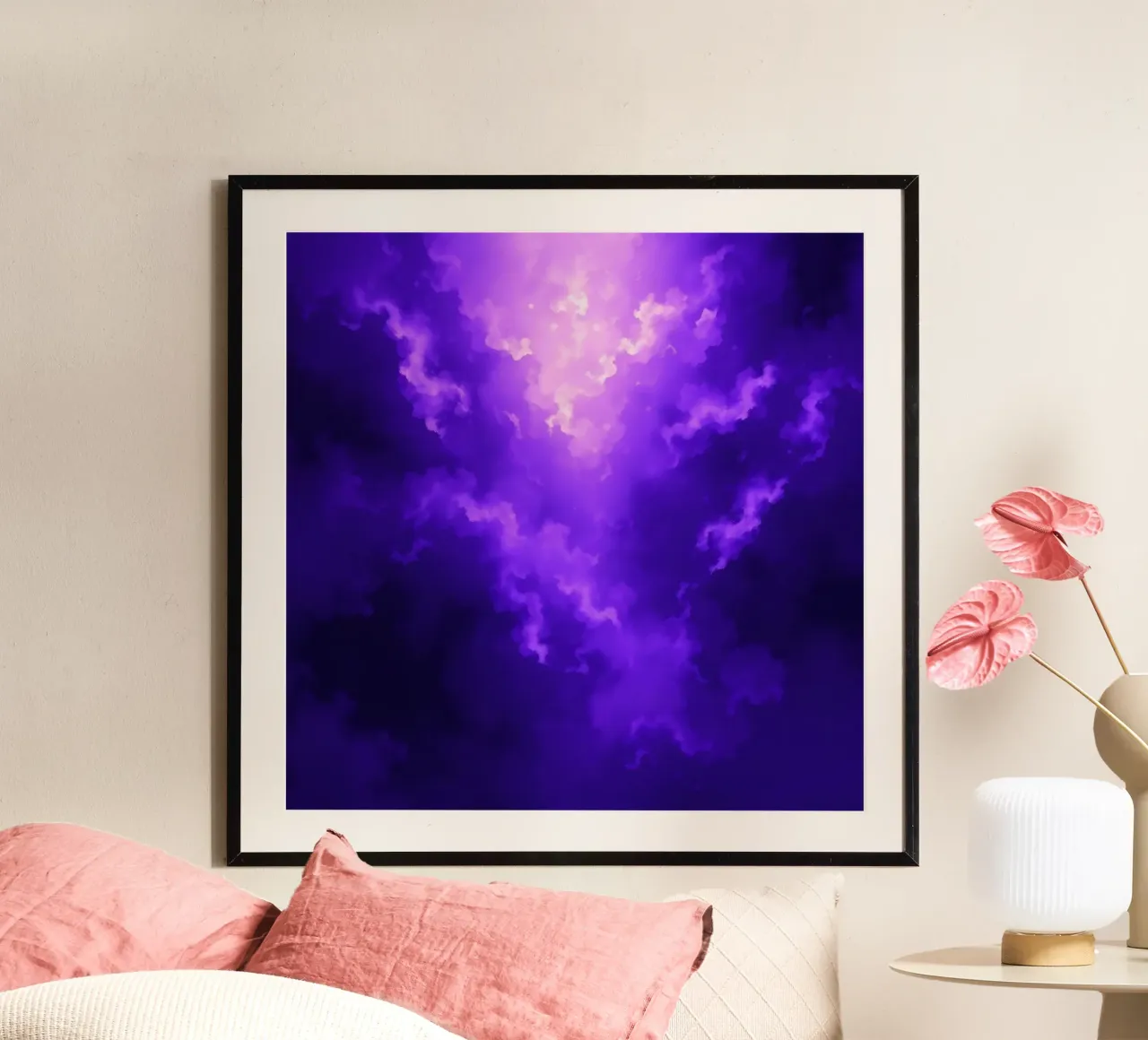 Nuvole viola vibranti illuminate da una luce intensa carta hahnemühle da DesignDoodle