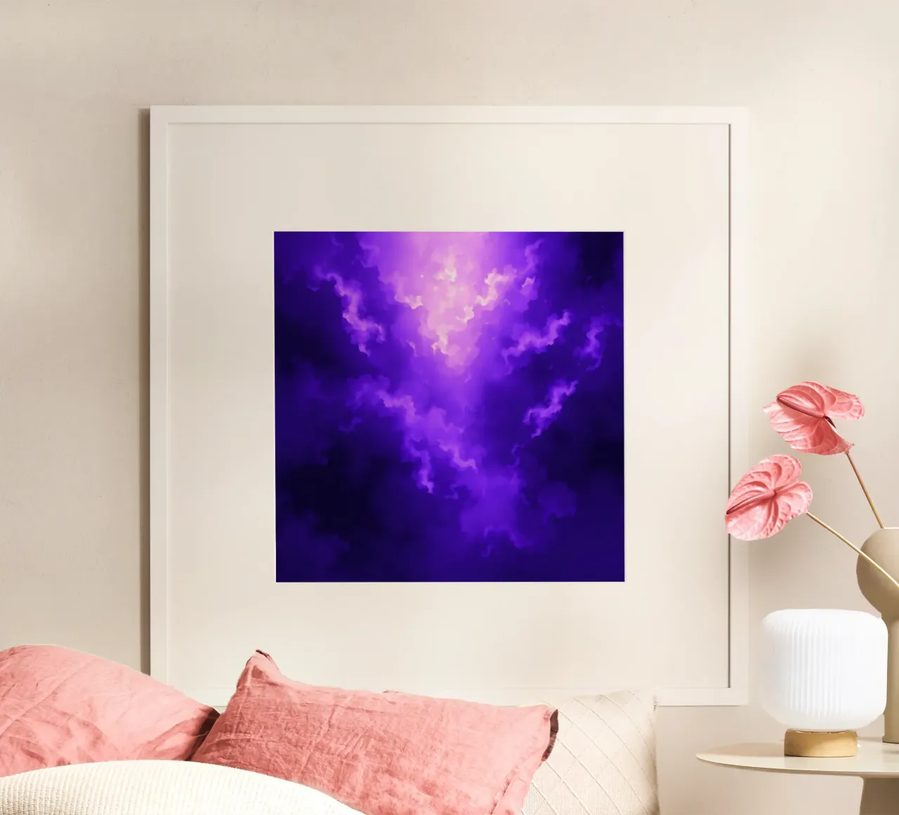 Nuvole viola vibranti illuminate da una luce intensa carta hahnemühle da DesignDoodle