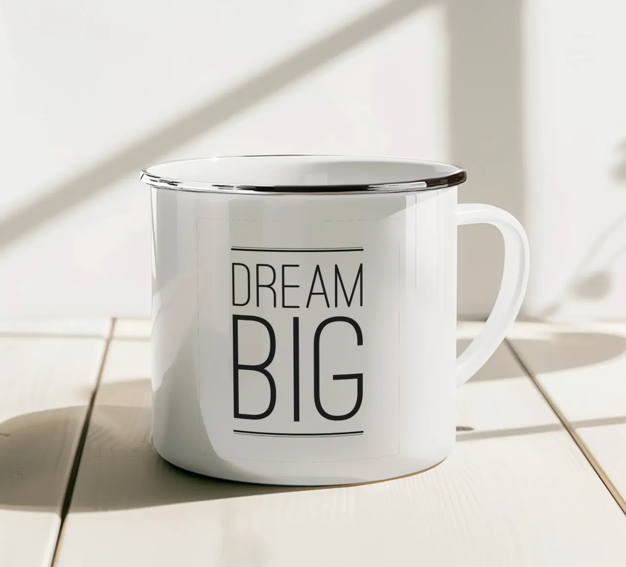 Droom groot - inspirerende woorden emaille mok van NouveauPrints
