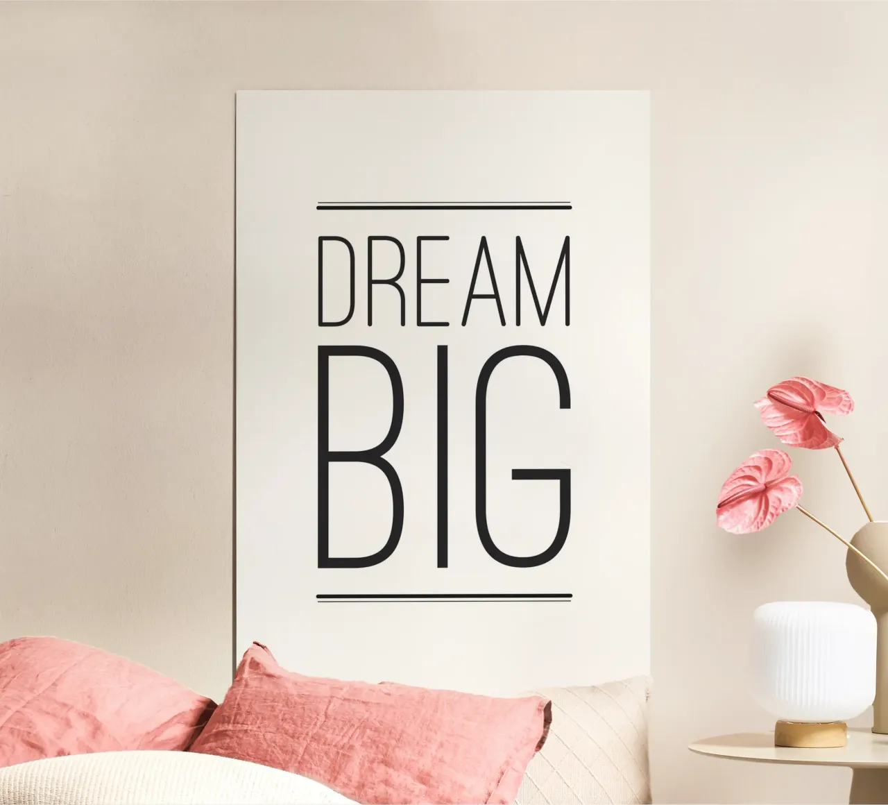 Sognare in grande - parole d'ispirazione poster con telaio in plastica da NouveauPrints