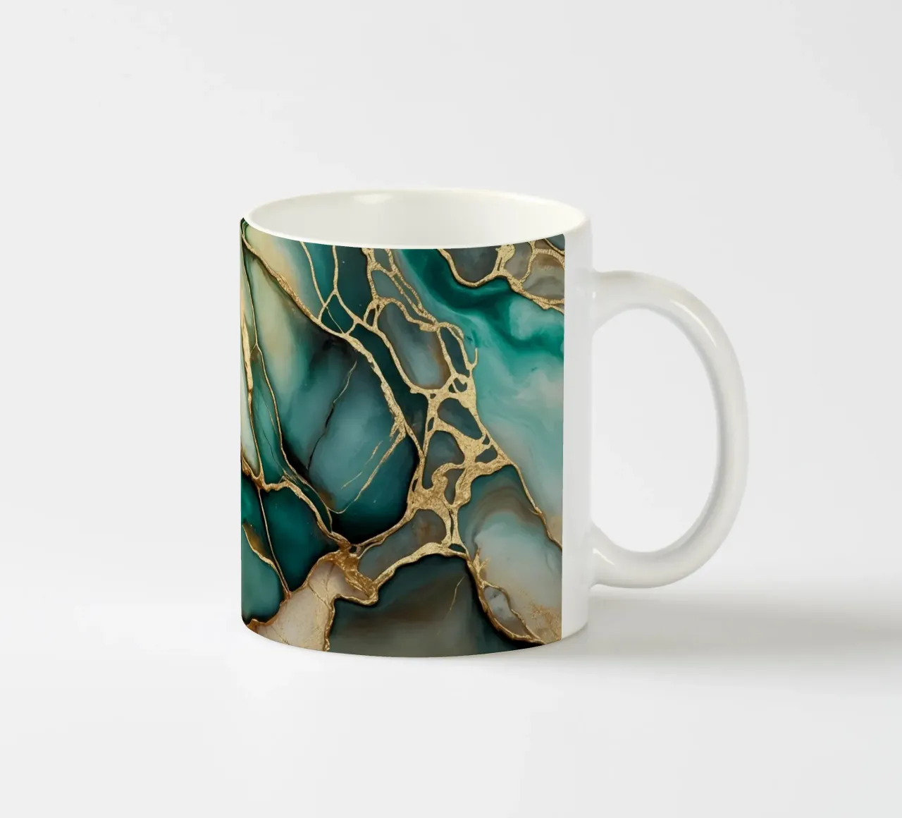 Teal Gold Emerald Jade Marble Elegance ceramic mug by Andrea Haase Modern Home