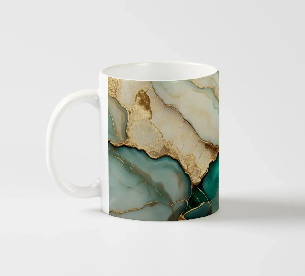 Teal Gold Emerald Jade Marble Elegance ceramic mug by Andrea Haase Modern Home
