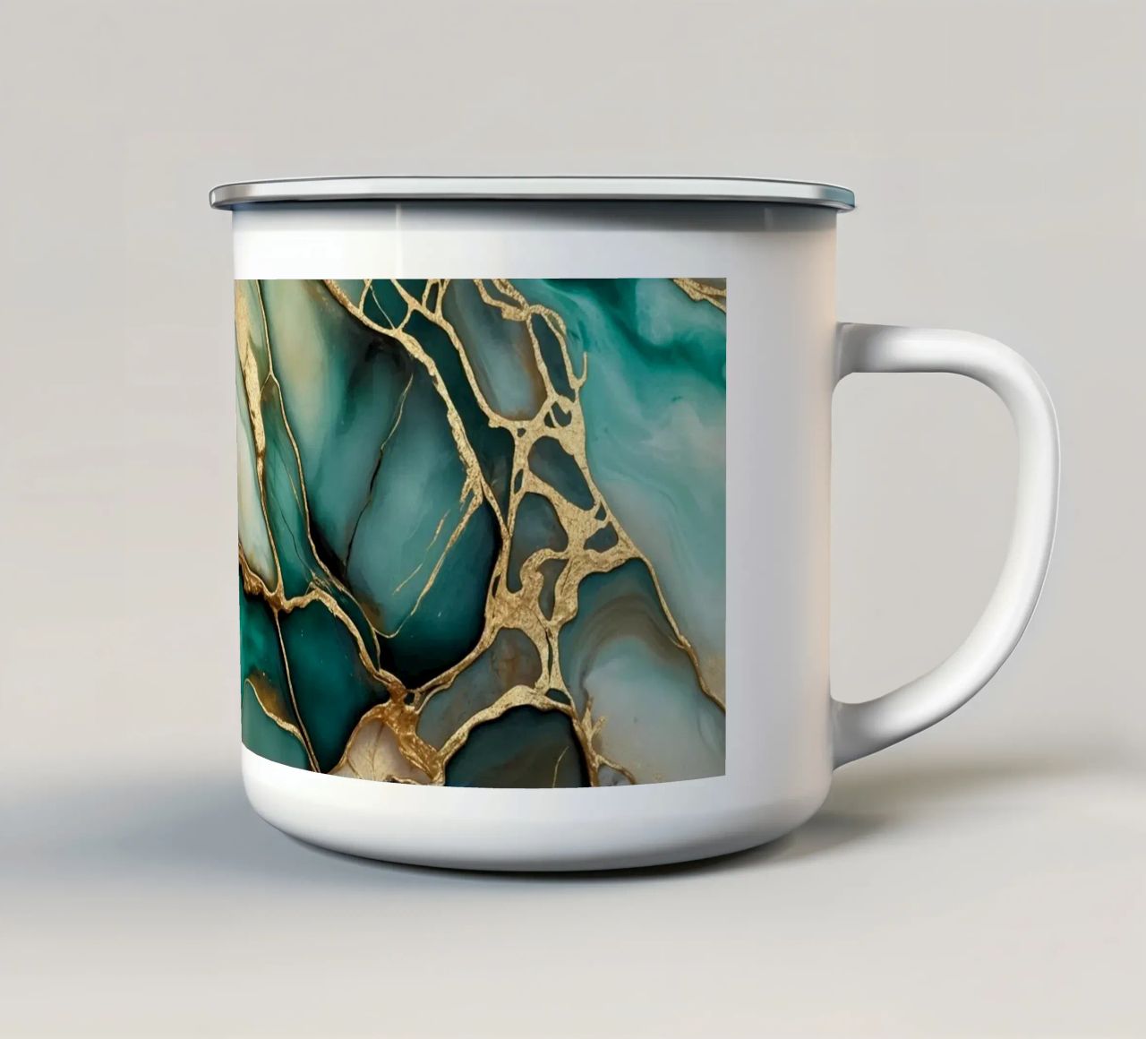 Teal Gold Smaragd Jade Marmor Eleganz Emaille Tasse von Andrea Haase Modern Home