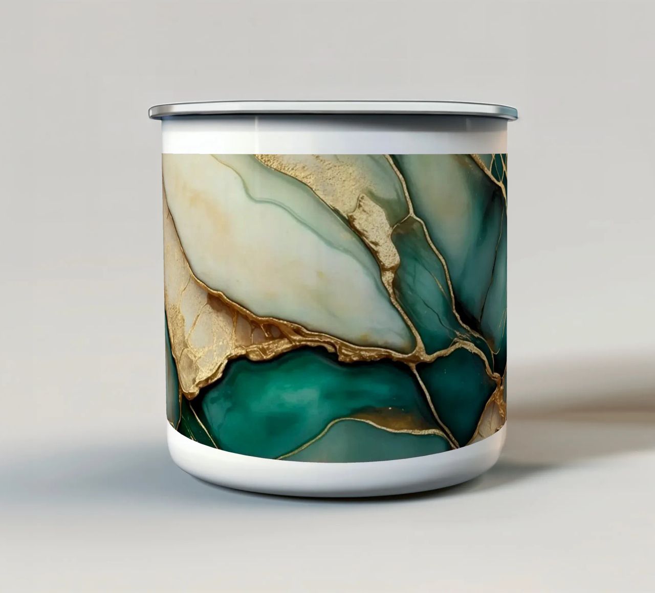 Teal Gold Smaragd Jade Marmor Eleganz Emaille Tasse von Andrea Haase Modern Home
