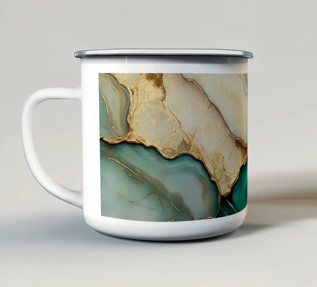 Teal Gold Smaragd Jade Marmor Eleganz Emaille Tasse von Andrea Haase Modern Home