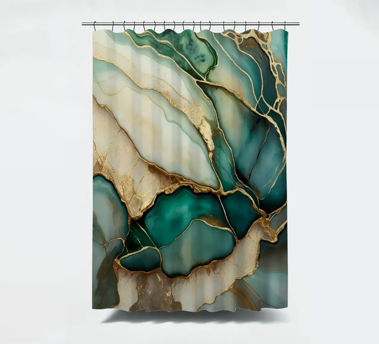 Teal Gold Emerald Jade Marble Elegance shower curtain by Andrea Haase Modern Home