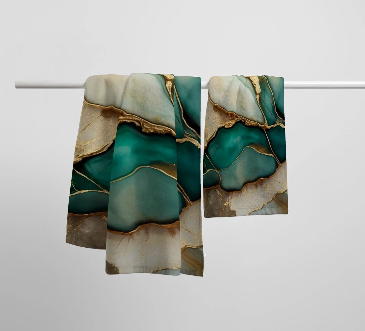 Teal Gold Smaragd Jade Marmor Eleganz Handtuch von Andrea Haase Modern Home