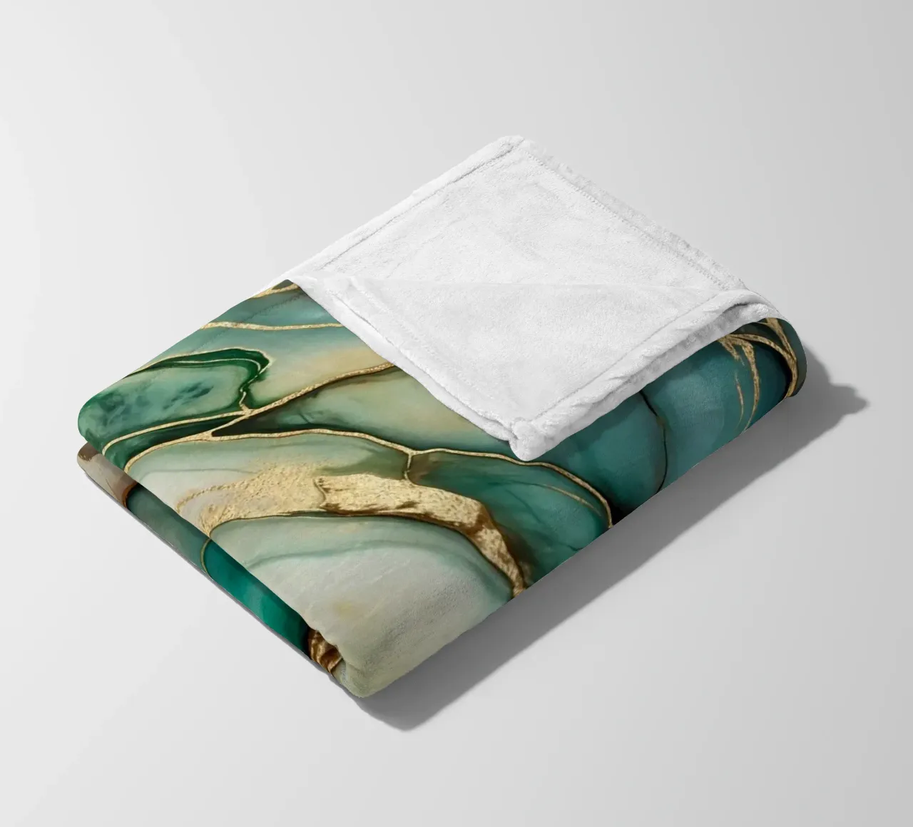 Teal Gold Emerald Jade Marble Elegance fleece blanket by Andrea Haase Modern Home