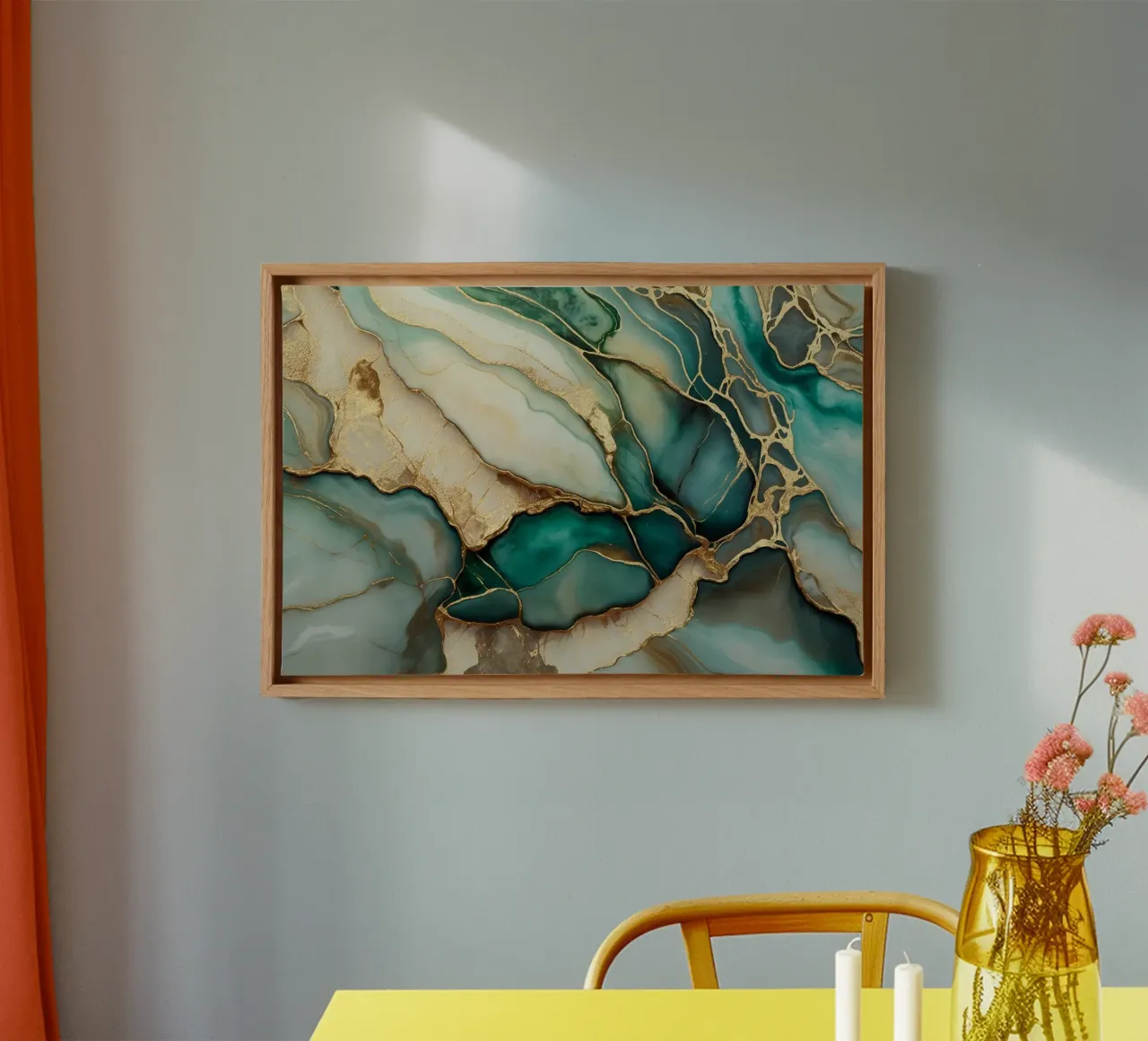 Teal goud smaragd jade marmeren elegantie canvas met Baklijst van Andrea Haase Modern Home