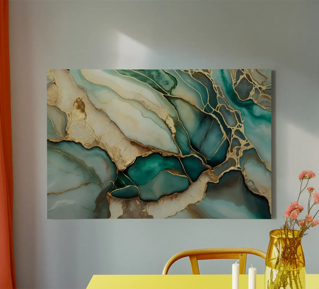 Teal goud smaragd jade marmeren elegantie canvas met Baklijst van Andrea Haase Modern Home