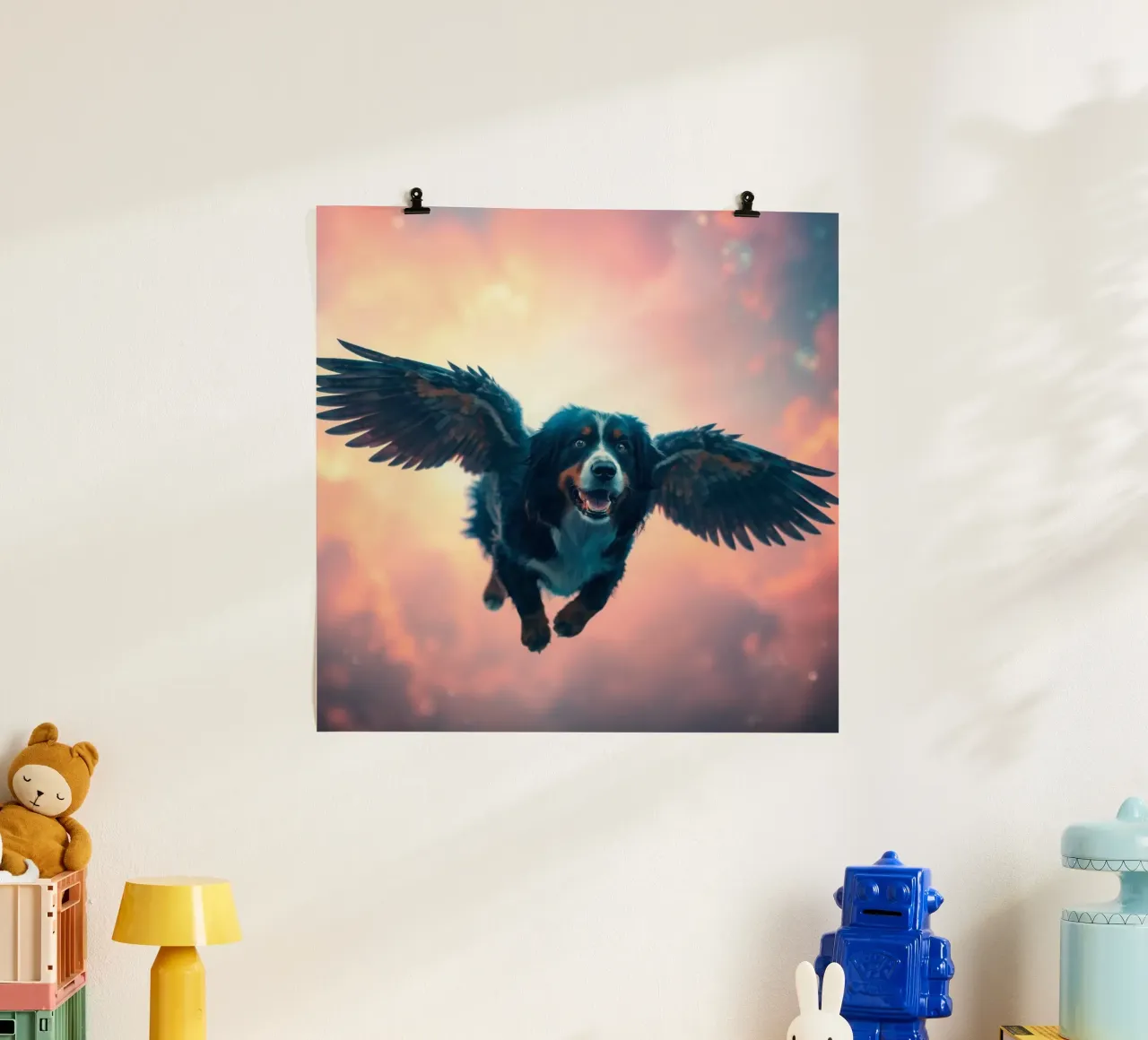 Un angelo del cielo #39 poster con telaio in legno da Yumis.Beargang.and.Me