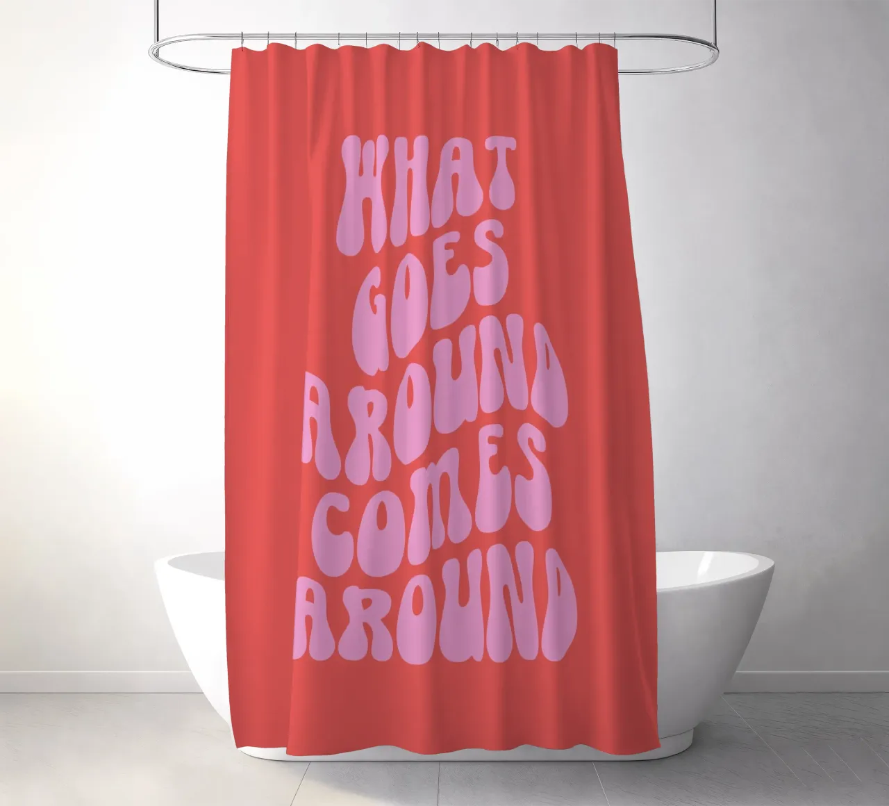 Zitat: "What goes around comes around" (roter Ton) Duschvorhang von Paigaam Studio