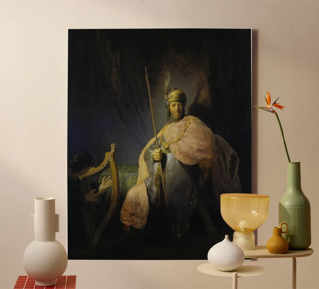 Rembrandt - David Playing the Harp in front of Saul canvas by ARTOTHEK