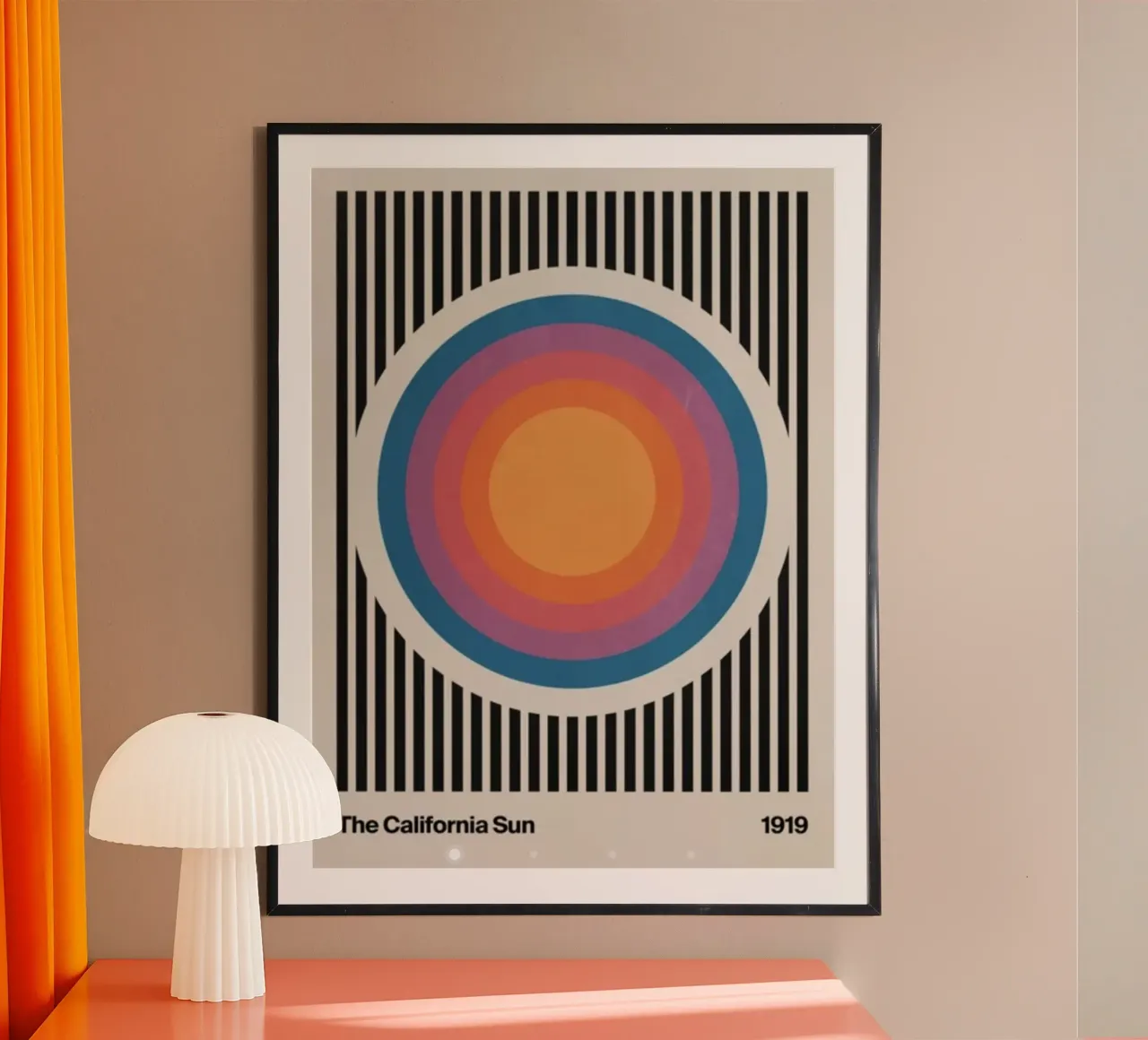 Il Sole della California poster con telaio in alluminio da Piere art Shops