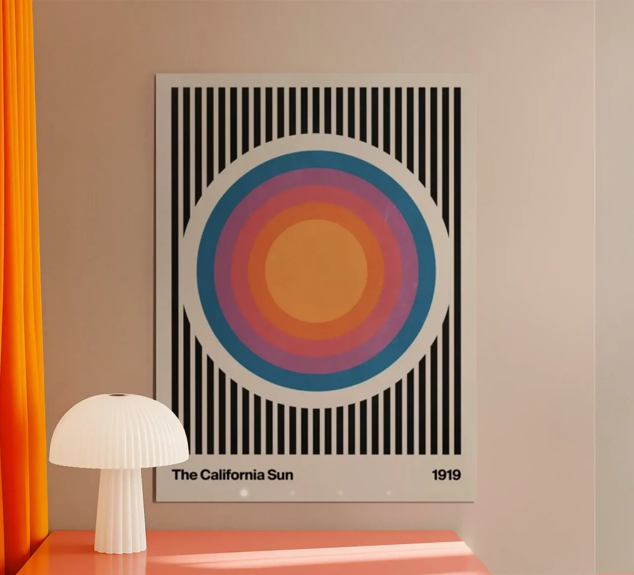 Il Sole della California poster con telaio in alluminio da Piere art Shops