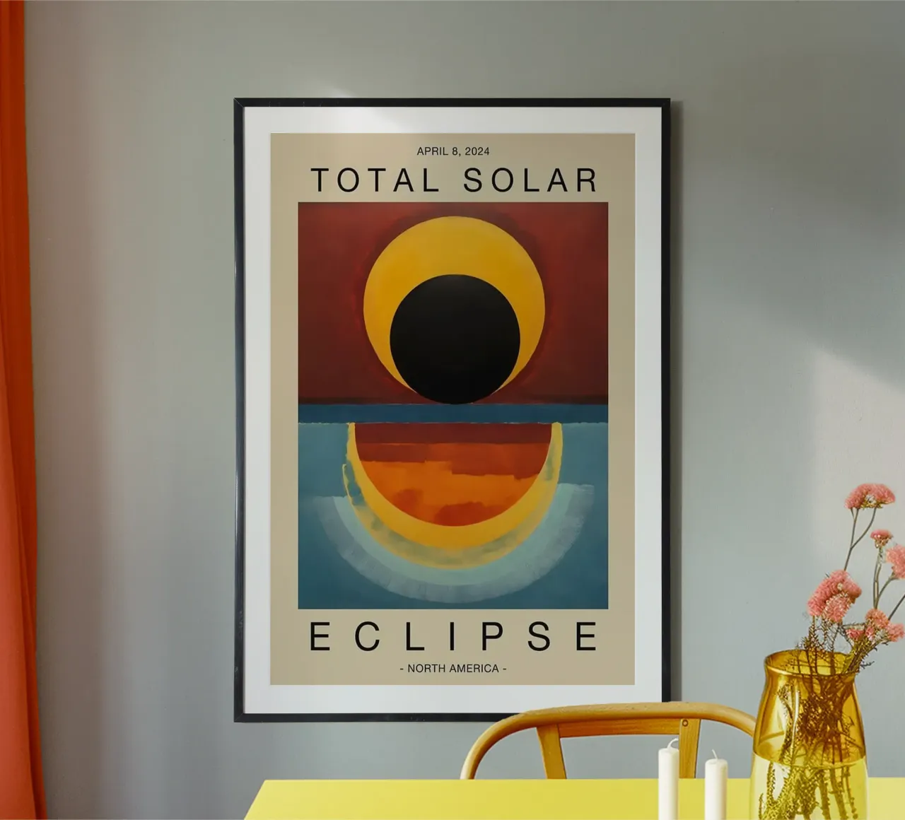 Totale solare Nord America poster con telaio in legno da Piere art Shops
