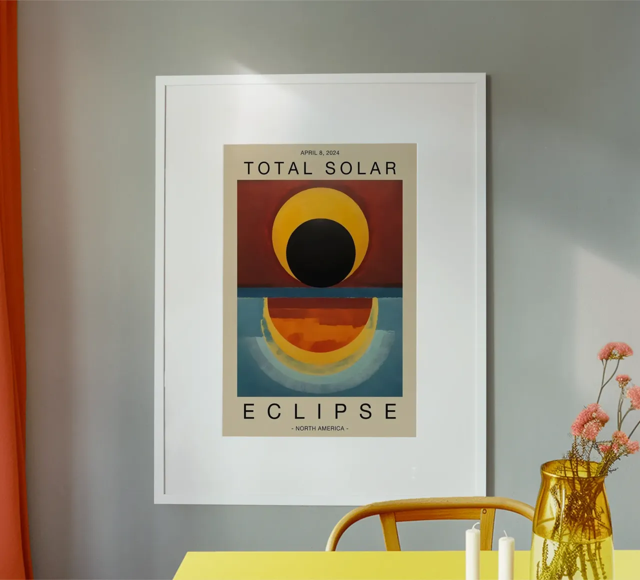 Totale solare Nord America poster con telaio in legno da Piere art Shops