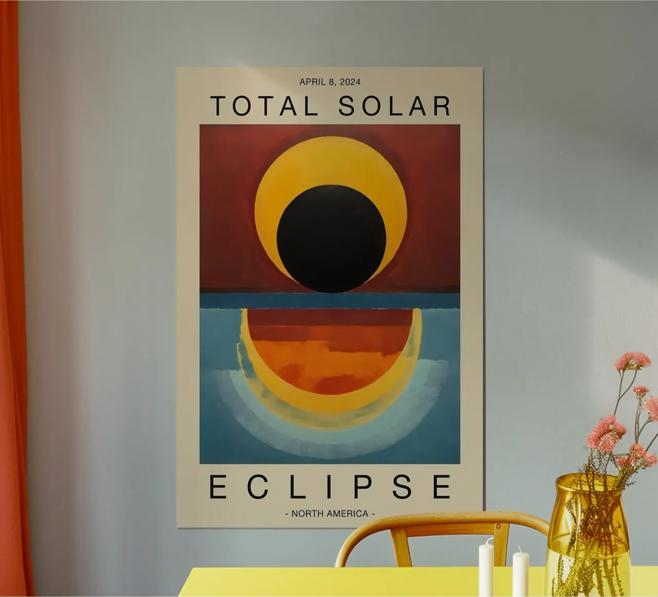 Totale solare Nord America poster con telaio in legno da Piere art Shops