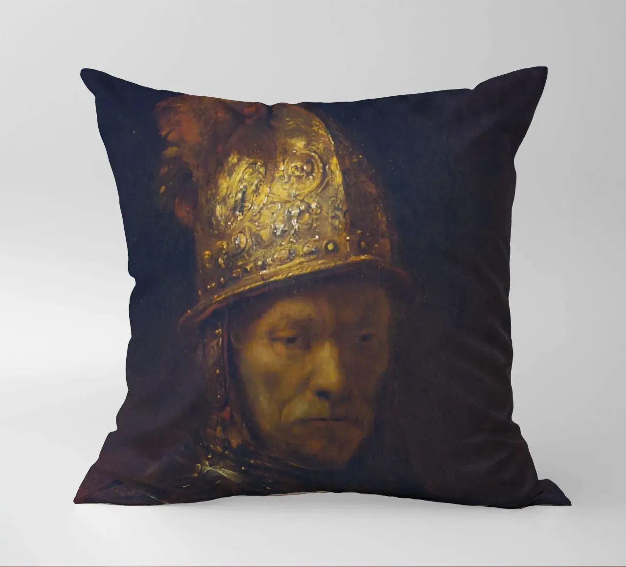 Rembrandt (Cerchio) - Ritratto di uomo con elmo d'oro cuscino da ARTOTHEK