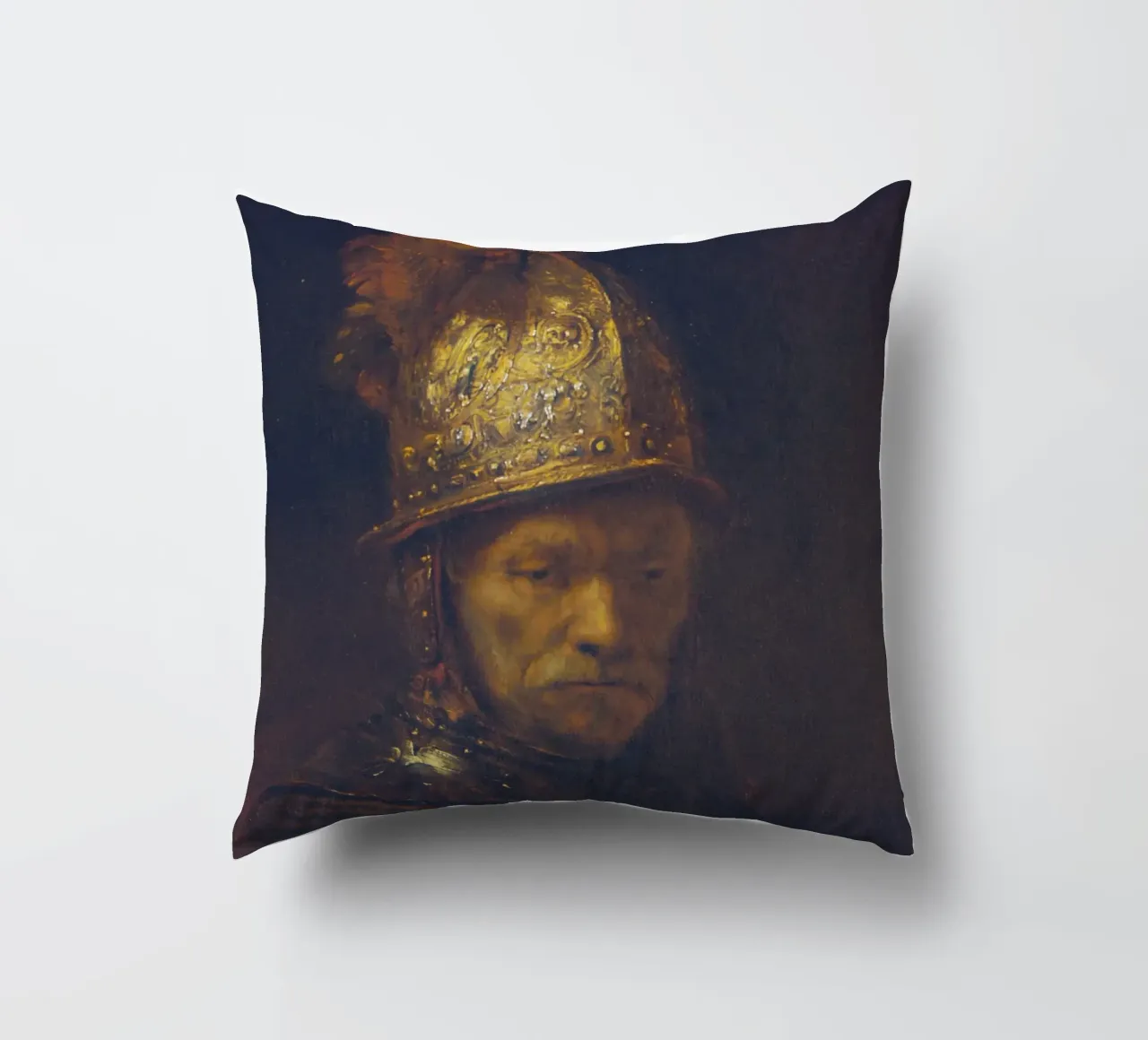 Rembrandt (Cerchio) - Ritratto di uomo con elmo d'oro cuscino da ARTOTHEK
