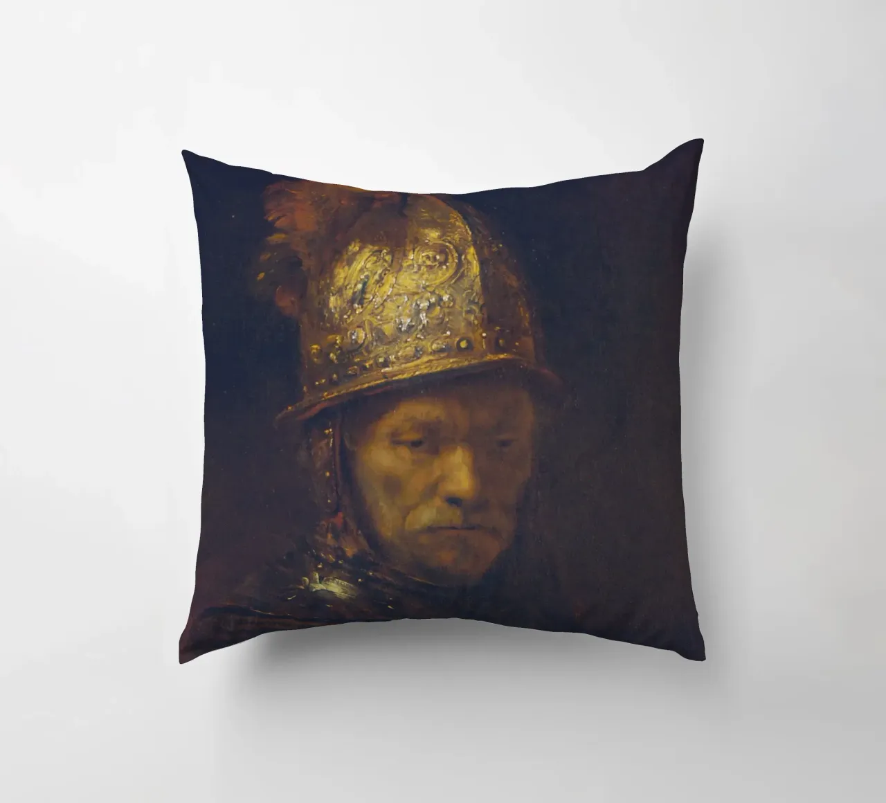 Rembrandt (Cerchio) - Ritratto di uomo con elmo d'oro cuscino da ARTOTHEK