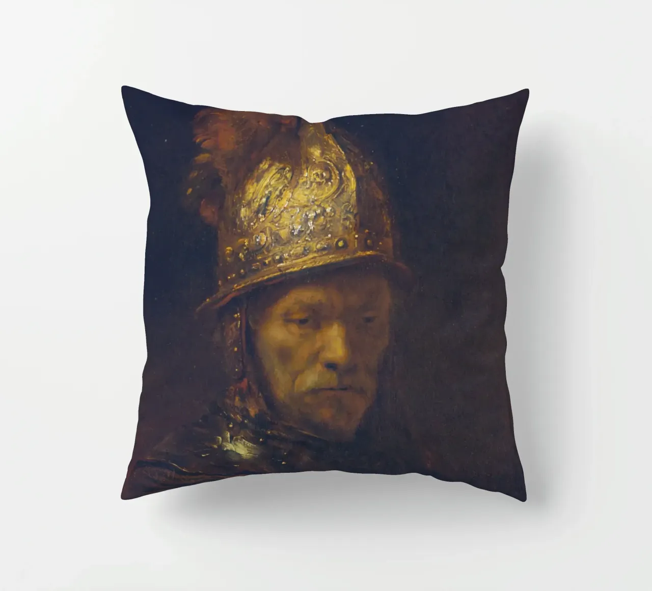 Rembrandt (Cerchio) - Ritratto di uomo con elmo d'oro cuscino da ARTOTHEK