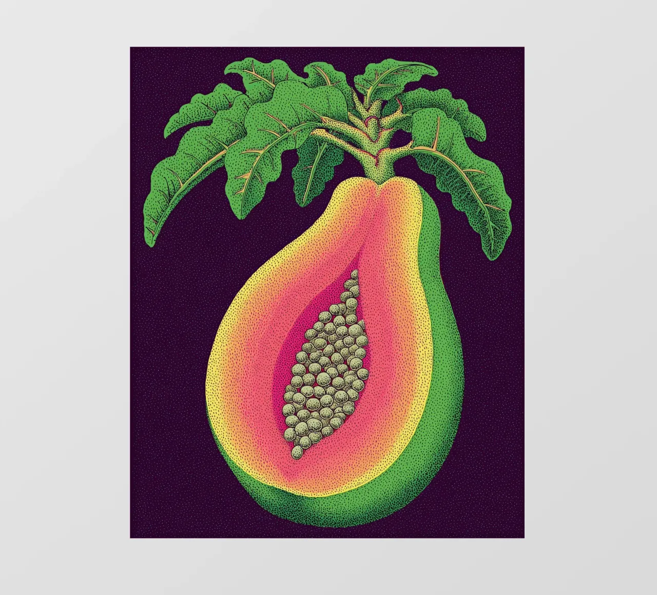 Pop Art Papaya – Tropical Fruit Kitchen Wall Print pvc cover by Kaji