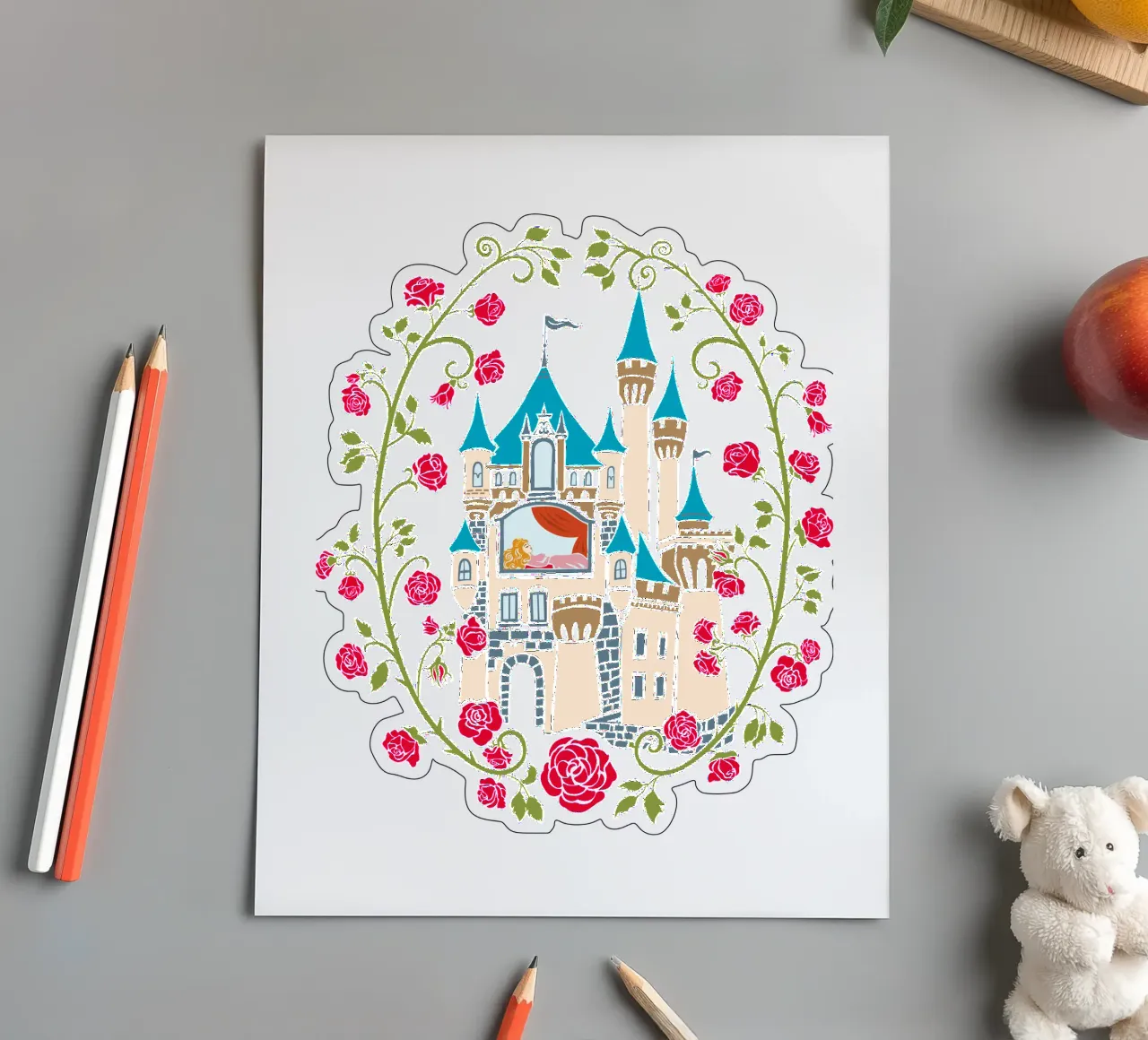 Sleeping beauty fairy tale sticker sheet by DYDesign