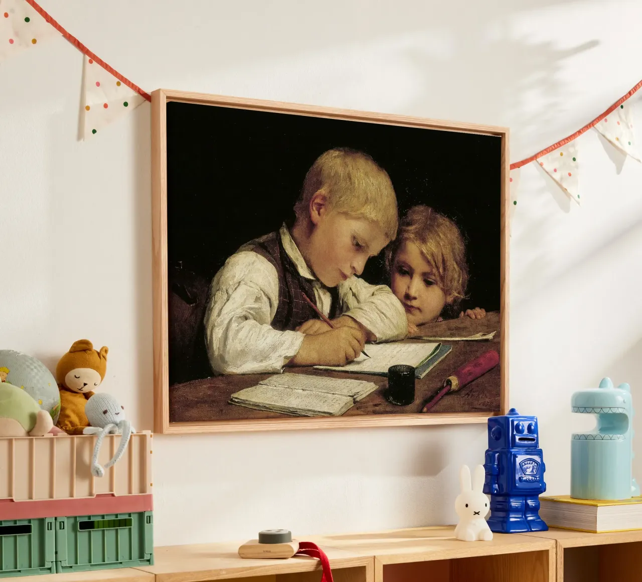 Albert Anker - Un ragazzo che scrive plexiglass da ARTOTHEK