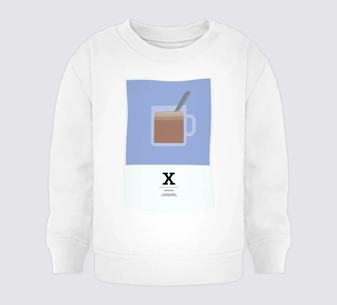 „The Food Alphabet“ - X like Xocolatl felpa neonato da BLAEK Design Studio
