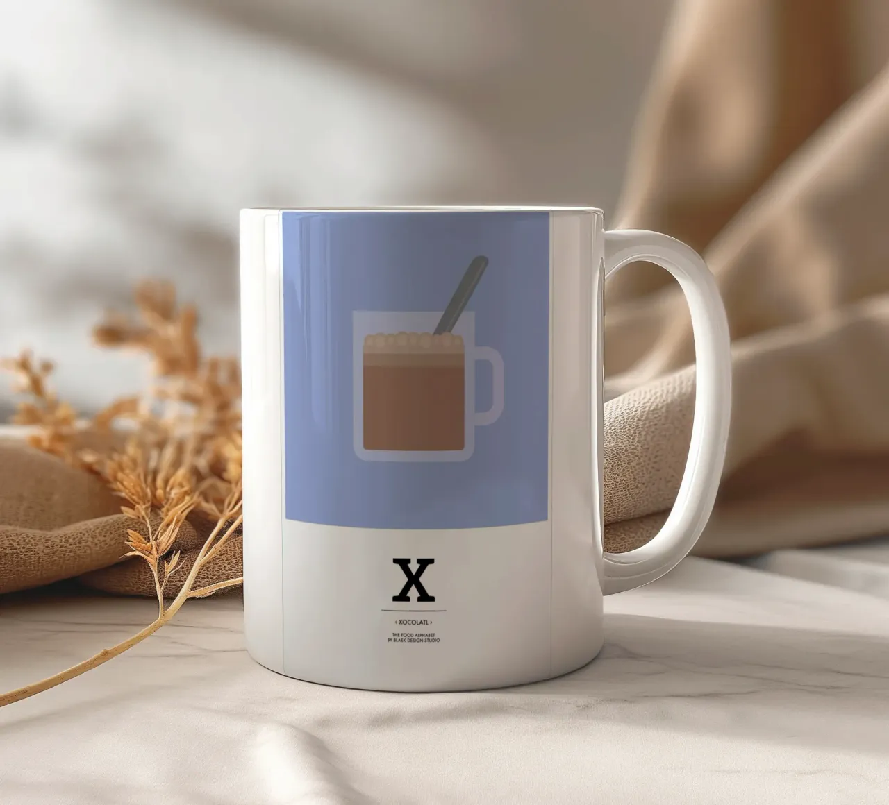 „The Food Alphabet“ - X like Xocolatl tazza in ceramica da BLAEK Design Studio