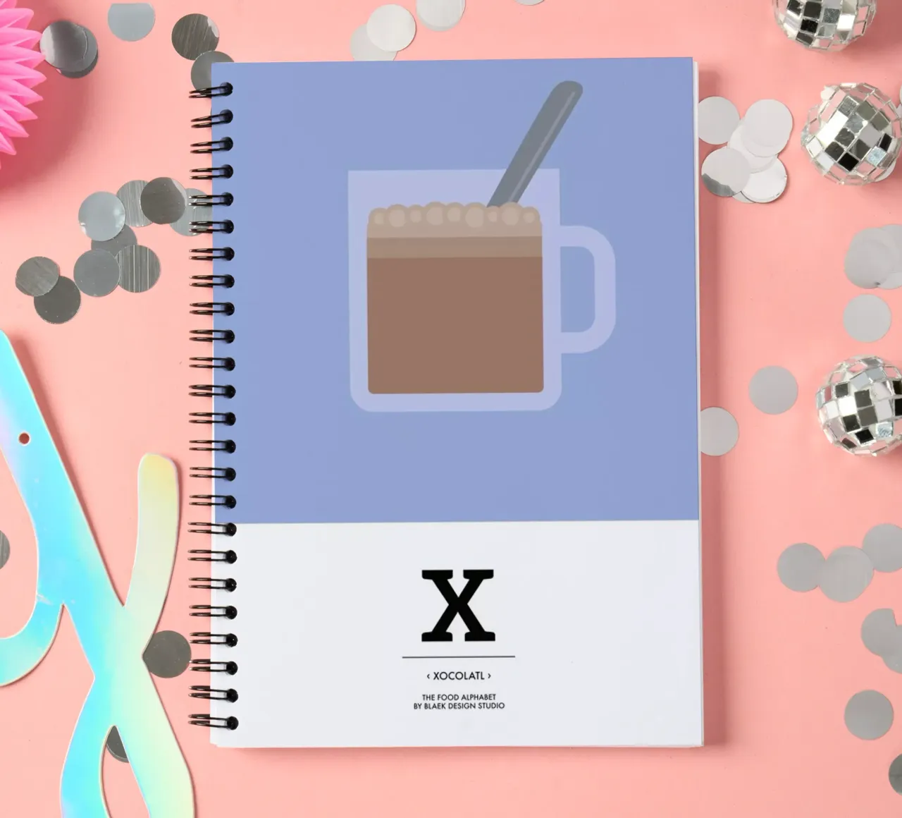 „The Food Alphabet“ - X like Xocolatl spiral notebook by BLAEK Design Studio