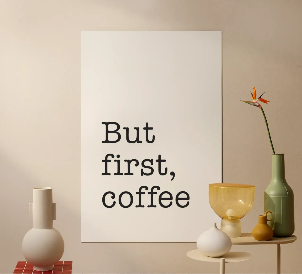 Ma prima il caffè poster con telaio in plastica da NouveauPrints