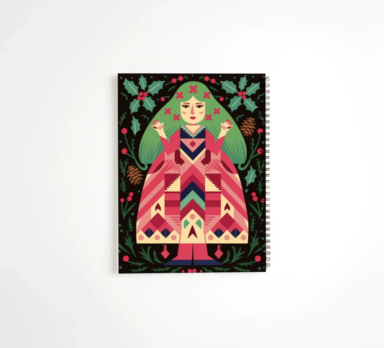 Geometric Pattern Fusion spiral notebook by Ivory Frame