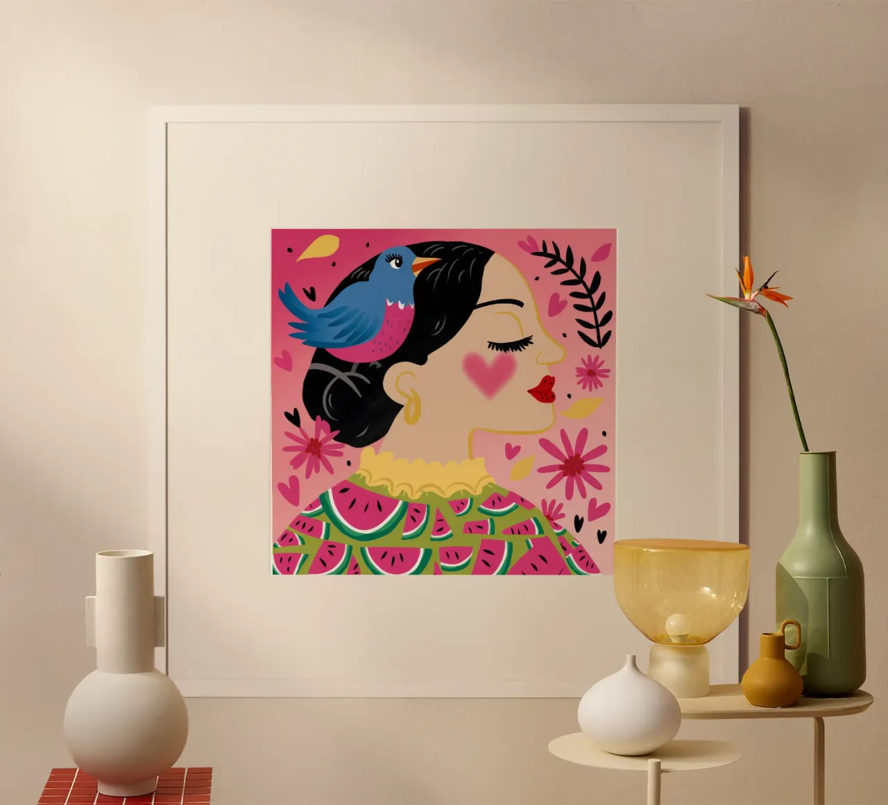 Armonia a testa di uccello carta hahnemühle da Ivory Frame