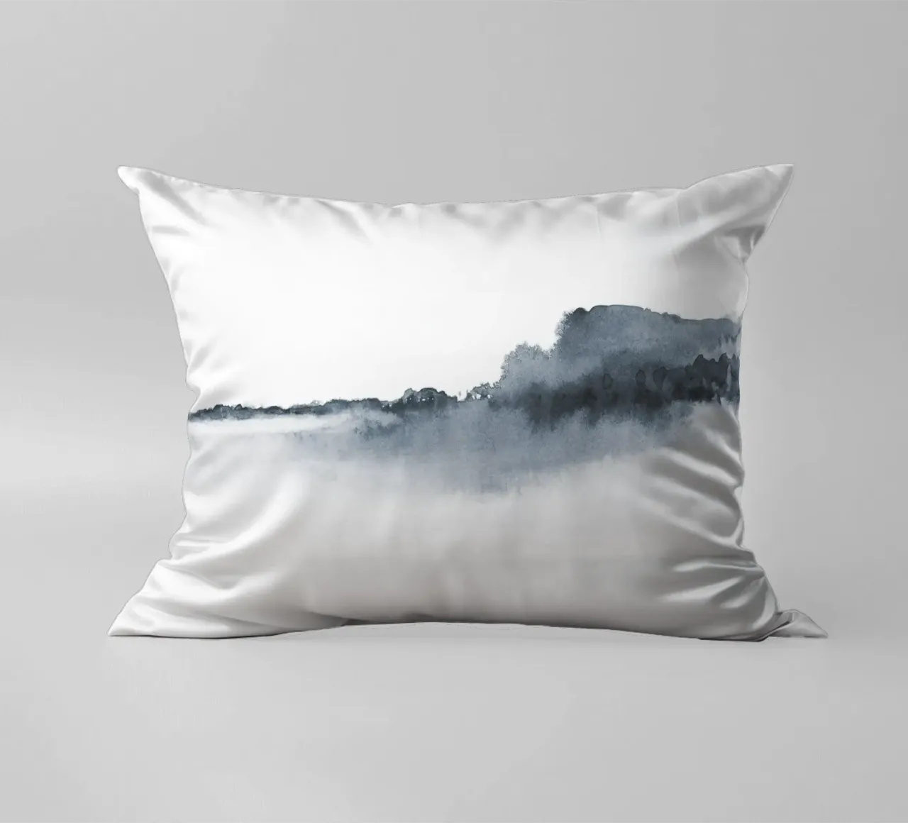 Abstract landscape in blue-grey kussen van NouveauPrints