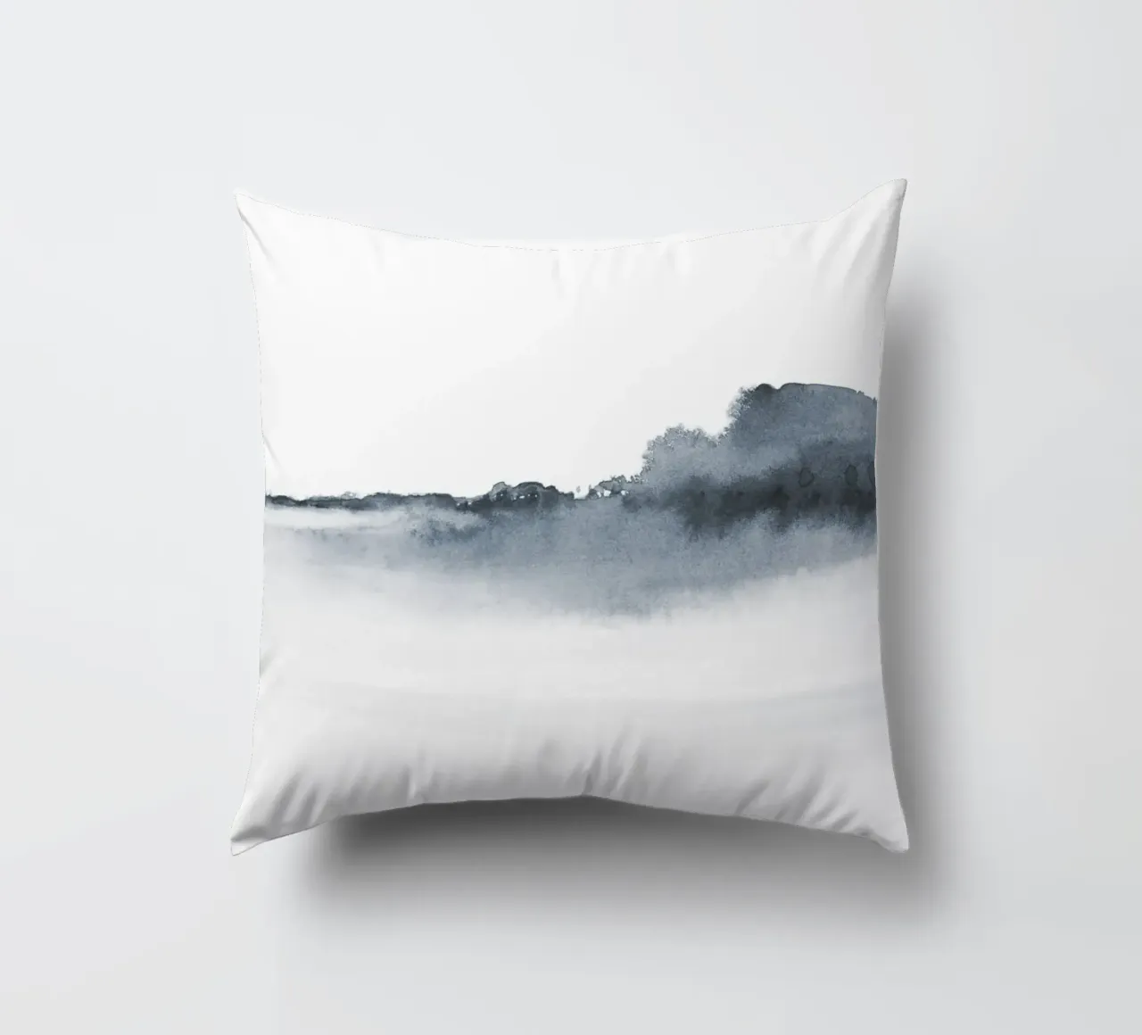 Abstract landscape in blue-grey kussen van NouveauPrints