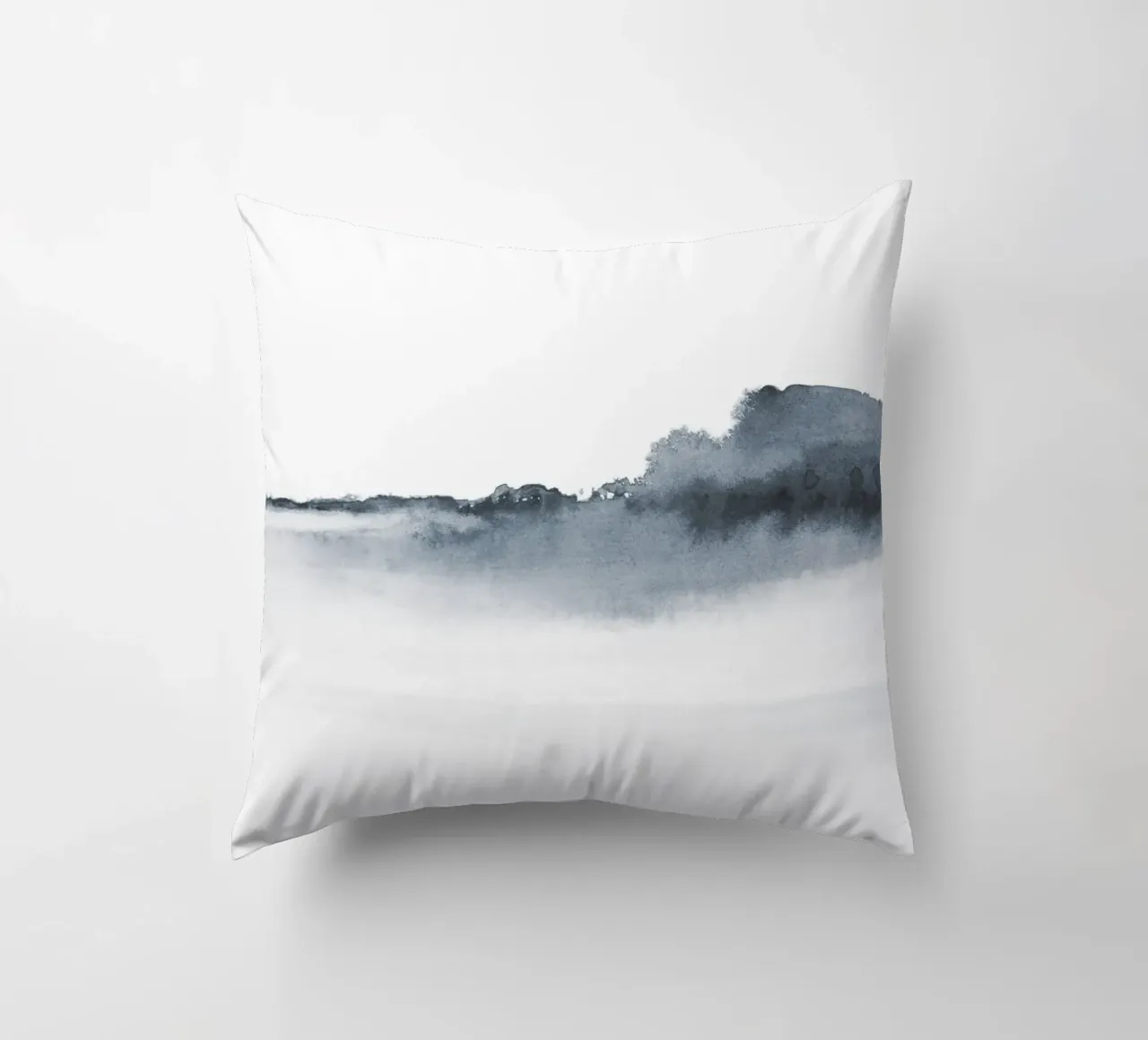 Abstract landscape in blue-grey kussen van NouveauPrints
