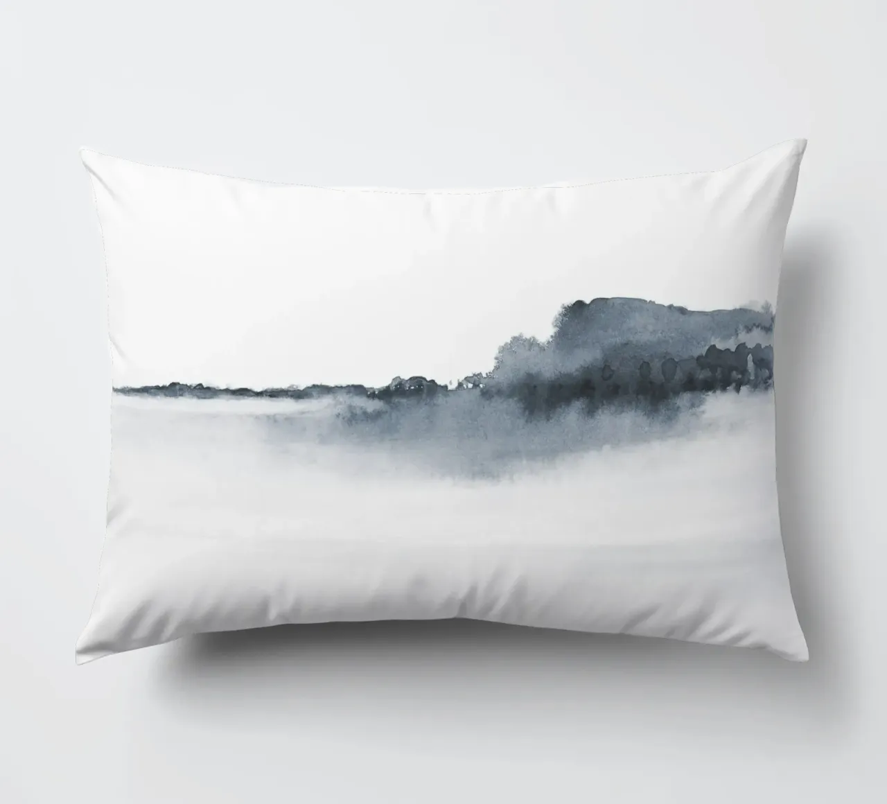 Abstract landscape in blue-grey kussen van NouveauPrints