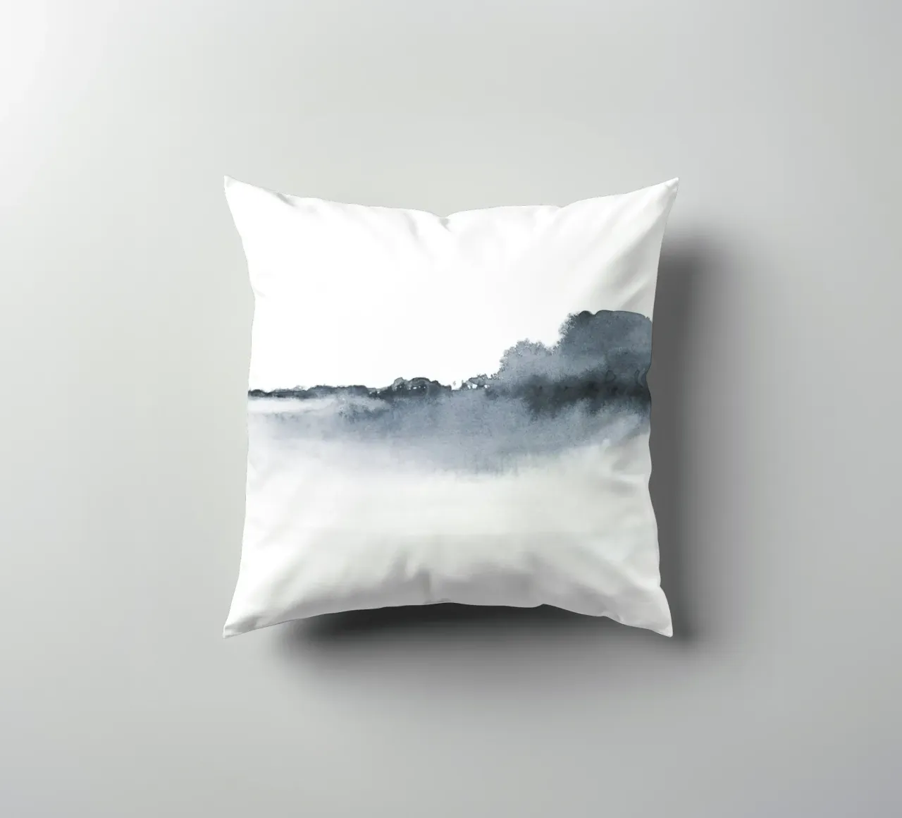 Abstract landscape in blue-grey kussen van NouveauPrints