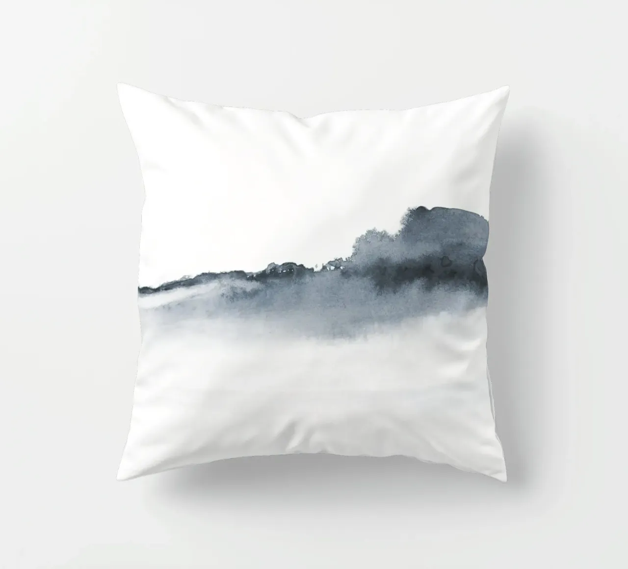 Abstract landscape in blue-grey kussen van NouveauPrints