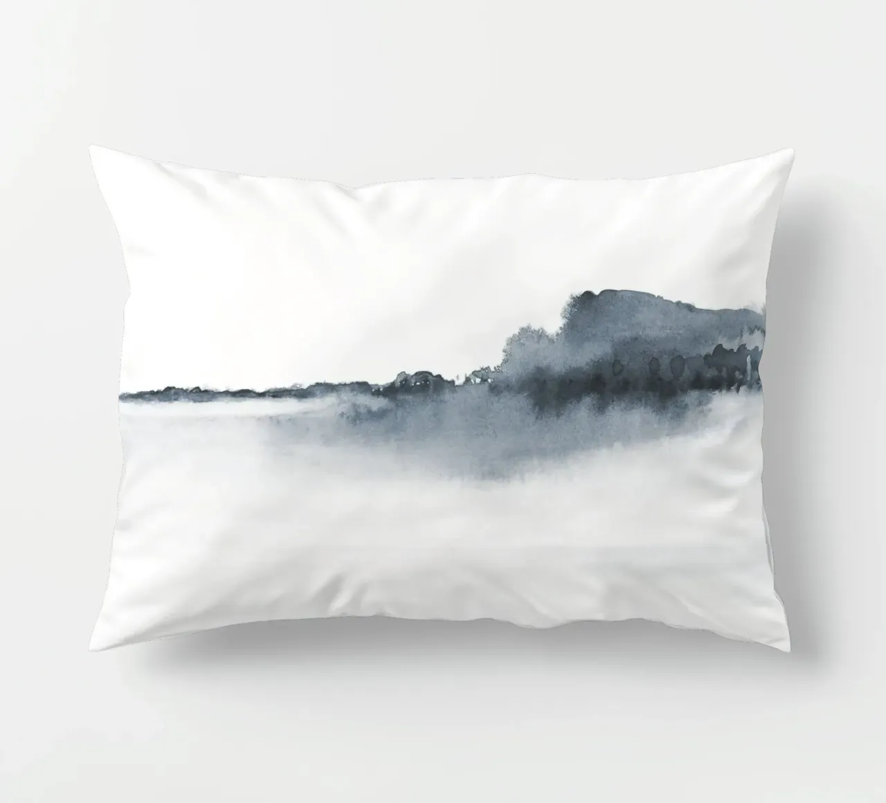 Abstract landscape in blue-grey kussen van NouveauPrints