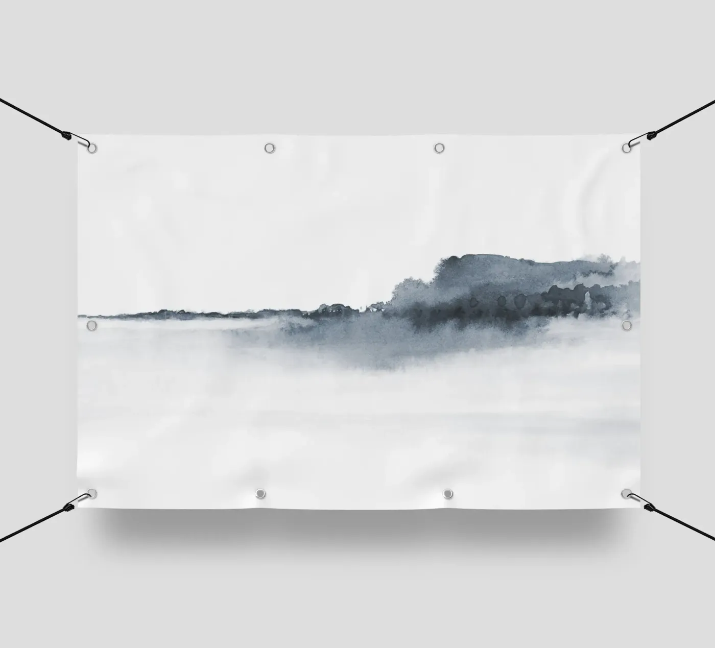 Abstrakte Landschaft in Blau-Grau PVC Plane von NouveauPrints