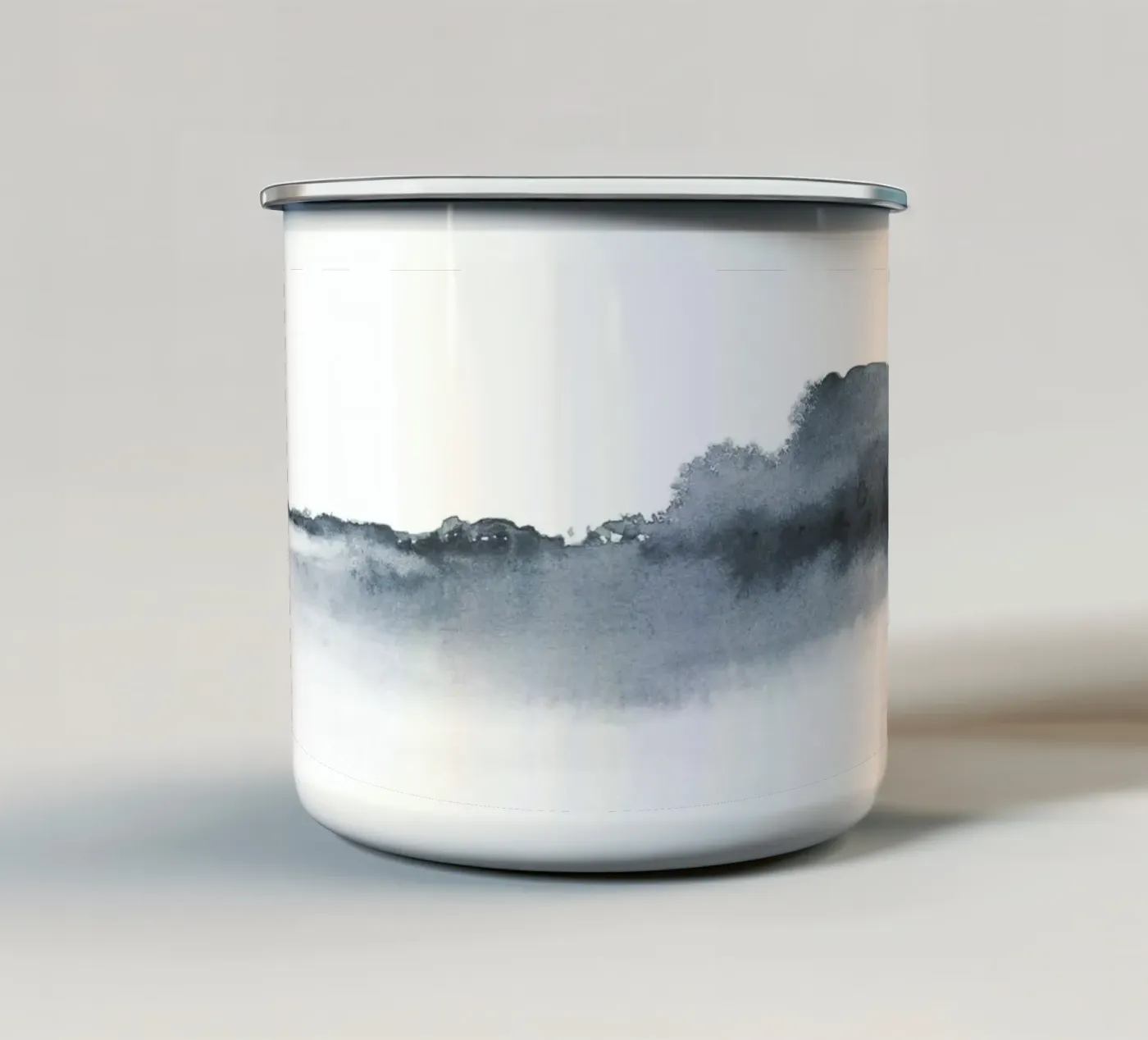 Abstract landscape in blue-grey enamel mug by NouveauPrints